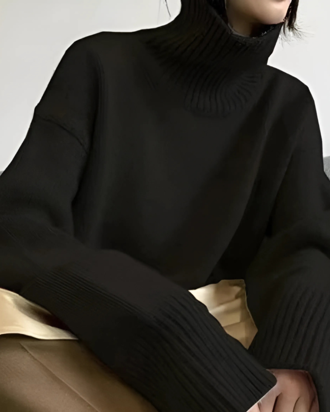 Amelia Cashmere Turtleneck Top - Luxurious Black or White 3