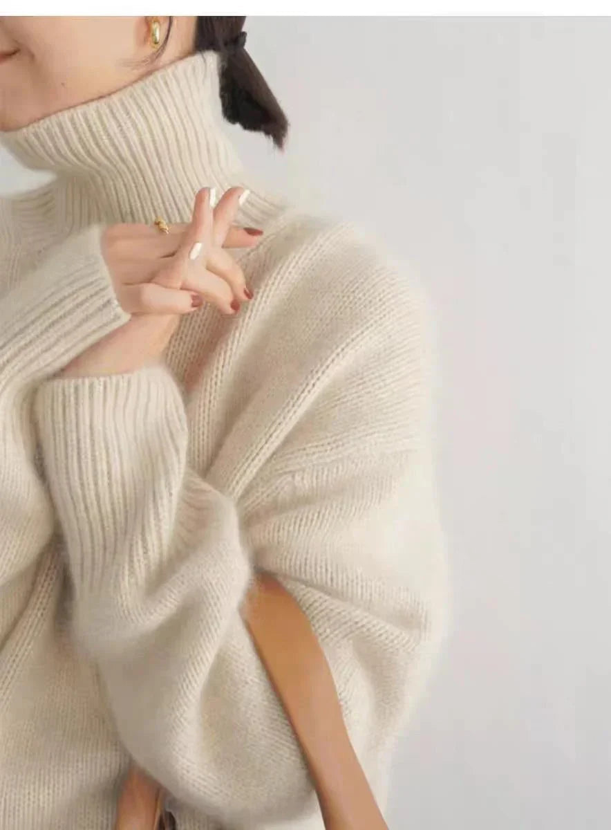 Amelia Cashmere Turtleneck Top - Luxurious Black or White 6