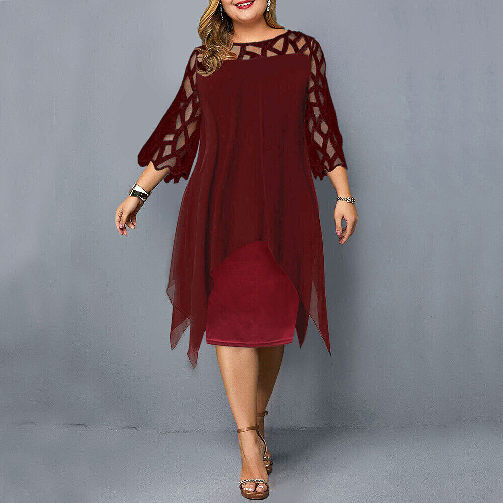 Chic Plus-Size Women's Black Midi Dress for Summer Elegance 6