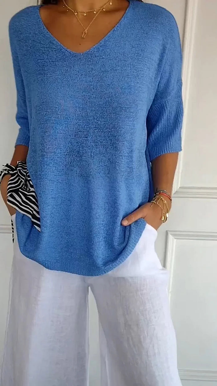 Chic Women's V-Neck Blouse - Stylish Going Out Top 1