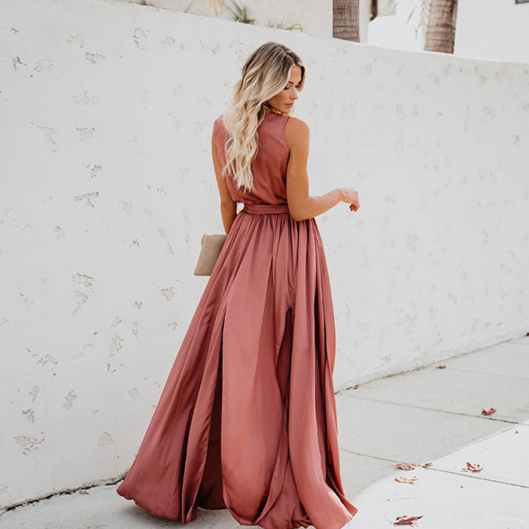 Elegant Long Sleeve Maxi Dress with Side Slot for Women 1