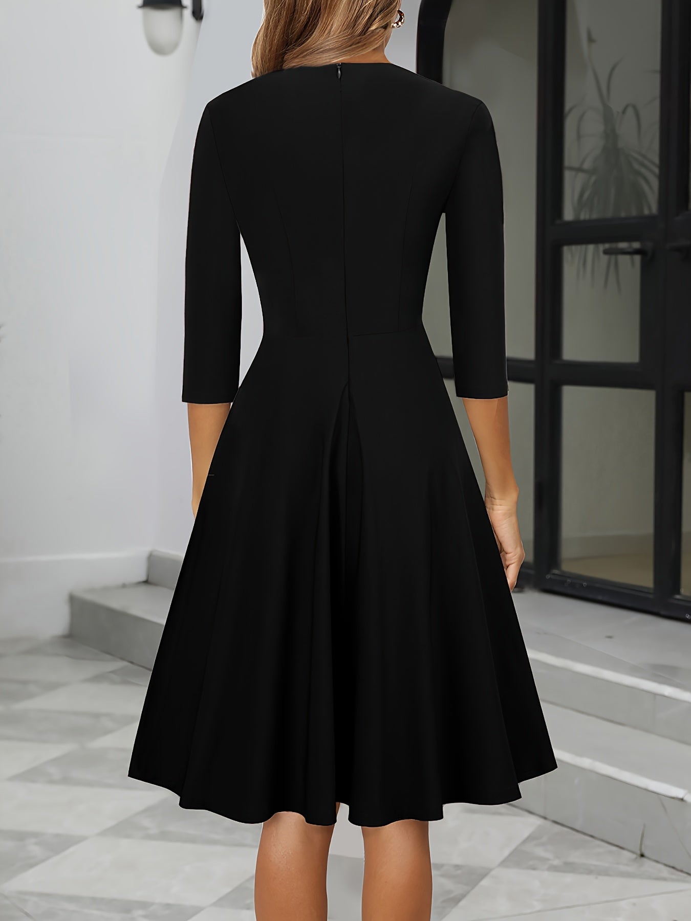 Elegant Midi Evening Dress - Black Formal Gown for Women 3