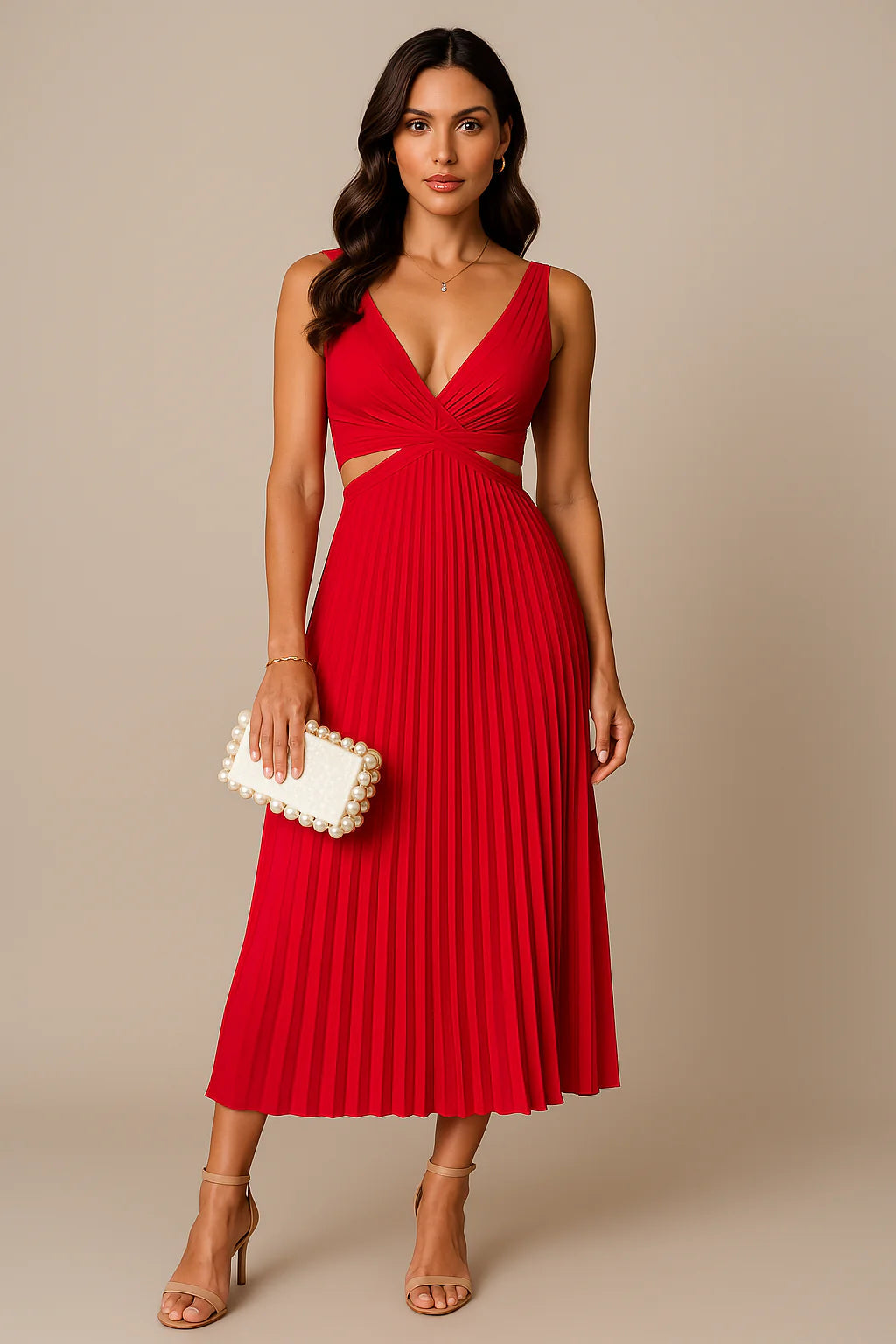 Elegant Midi Plissé Dress for Women - Wedding Guest & Formal 3