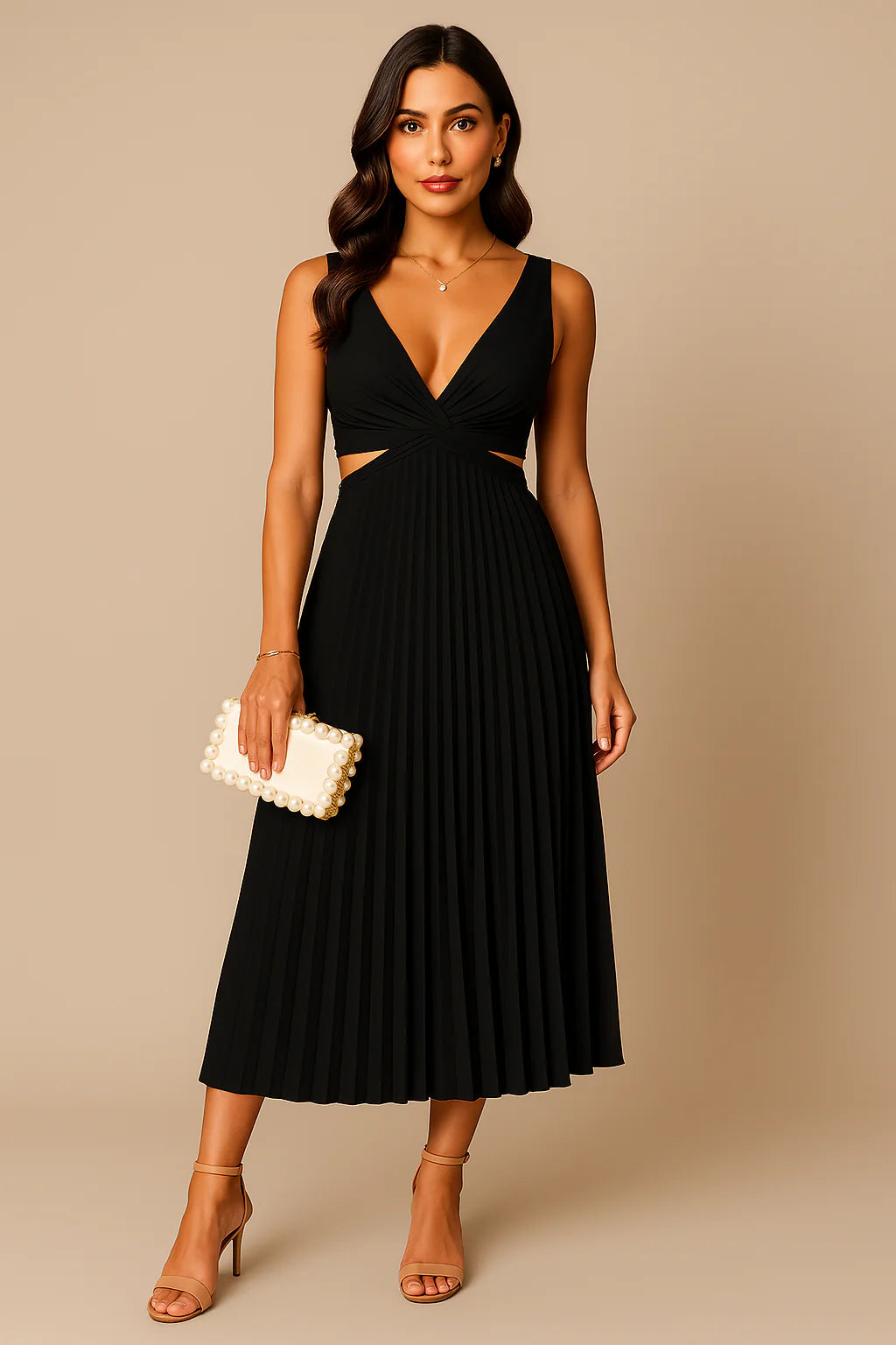 Elegant Midi Plissé Dress for Women - Wedding Guest & Formal 4