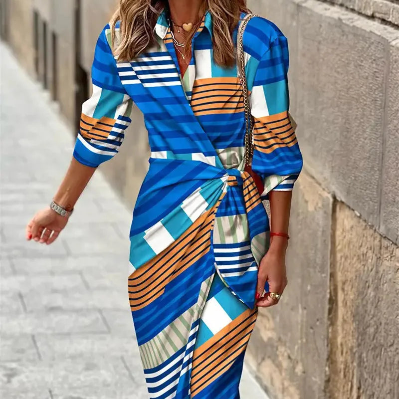 Elegant Midi Wrap Dress with 3/4 Sleeves for Women 9