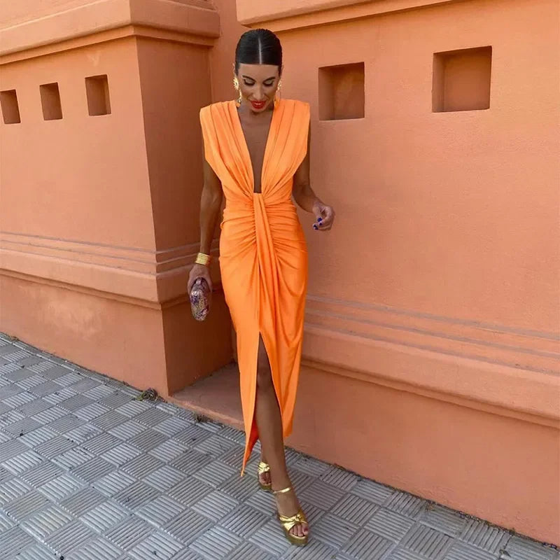 Elegant Satin Maxi Dress for Women - Formal Cocktail Style 2