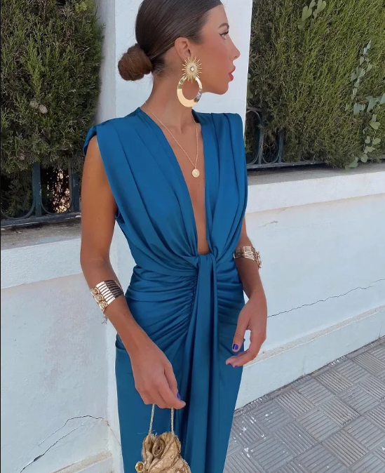 Elegant Satin Maxi Dress for Women - Formal Cocktail Style 4