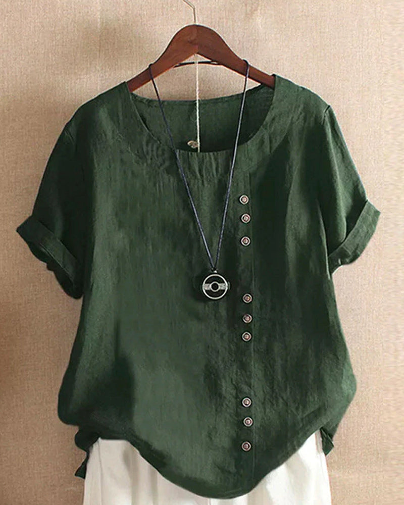 Elegant Short-Sleeved Womens Blouse - Stylish Summer Top 1