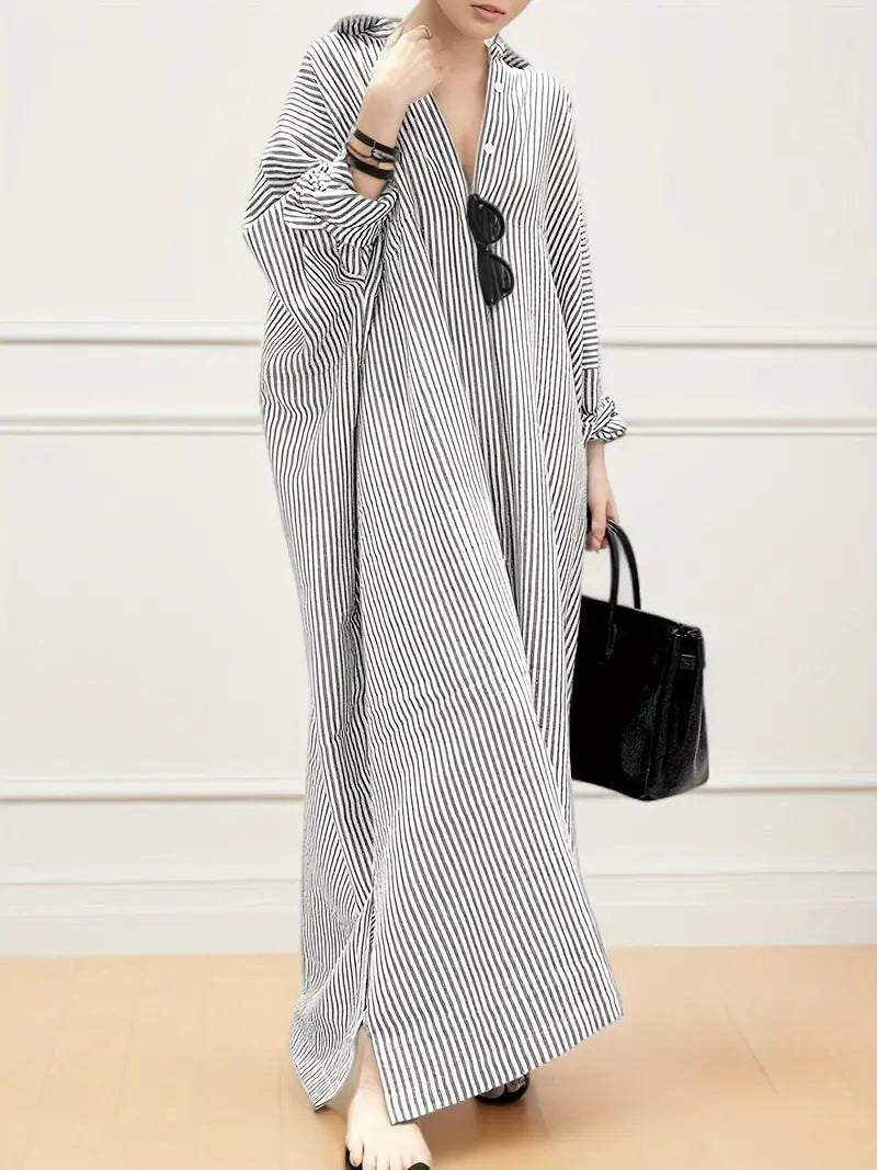 Elegant Striped Maxi Dress for Women - Summer Kaftan Style 3