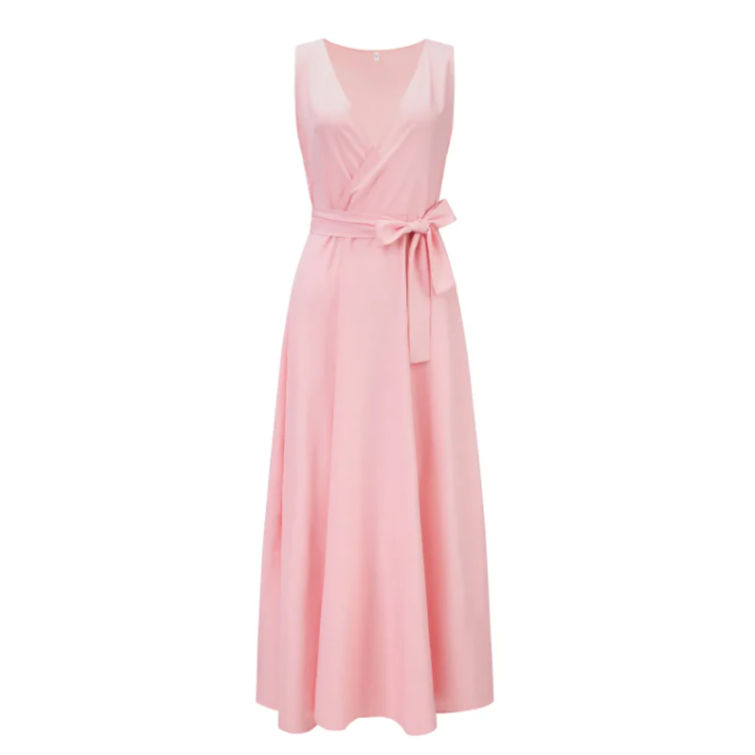 Elegant V-Neck Maxi Dress for Women - Flattering Wrap Style 7