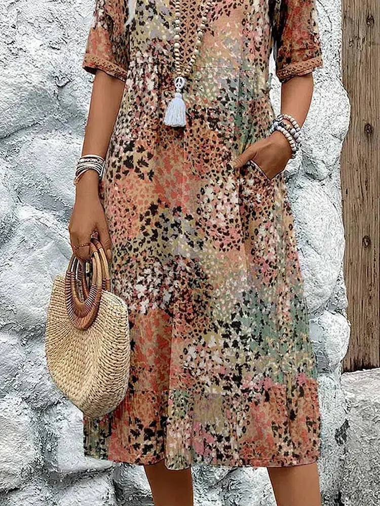 Elegant V-Neck Midi Dress - Women's Summer Dresses 6