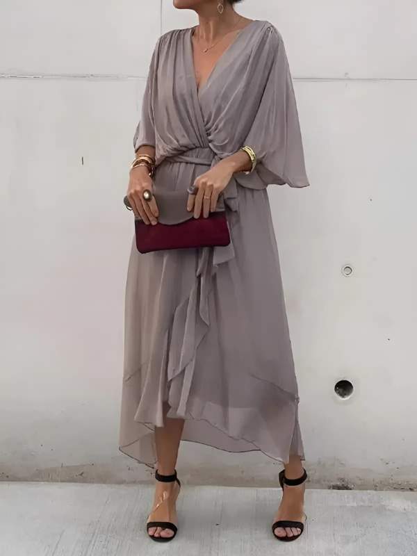 Elegant White Maxi Wrap Dress - Perfect Wedding Guest Dress 4
