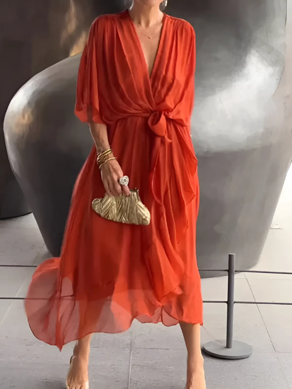 Elegant White Maxi Wrap Dress - Perfect Wedding Guest Dress 5