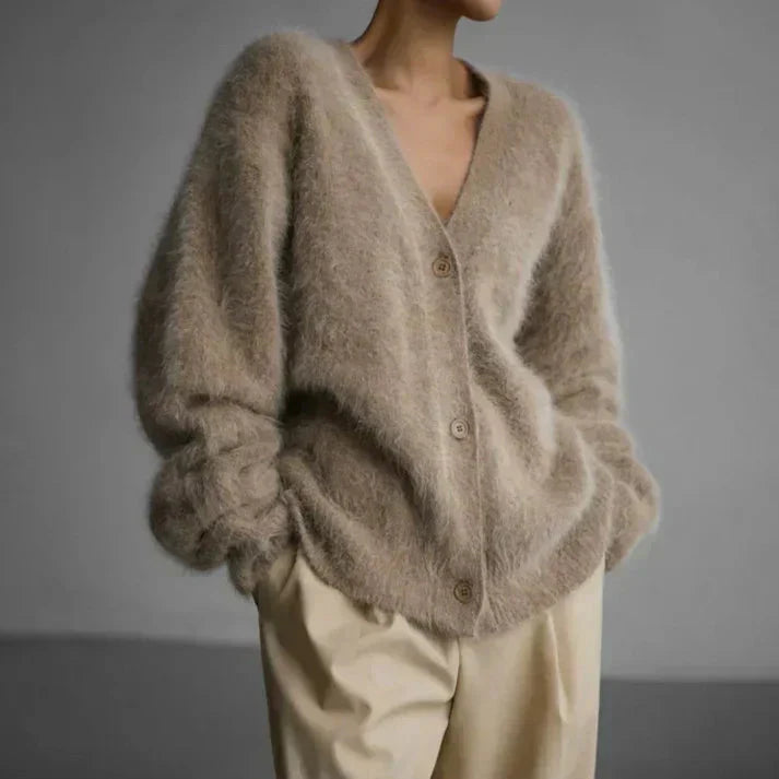 Elegant Women's Cashmere Long Cardigan in White - Cozy Style 0