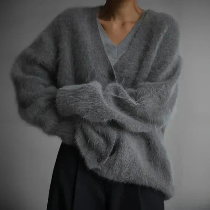 Elegant Women's Cashmere Long Cardigan in White - Cozy Style 3