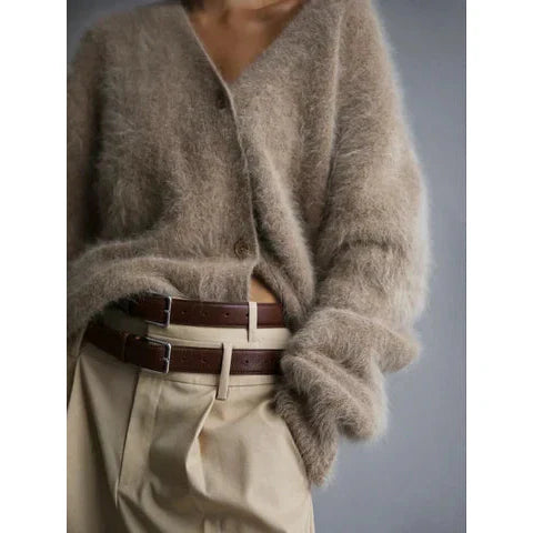 Elegant Women's Cashmere Long Cardigan in White - Cozy Style 5