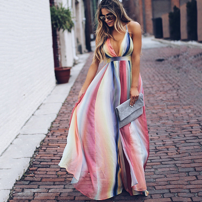 Elegant Women's Sleeveless Deep V-Neck Maxi Dress for Summer 4