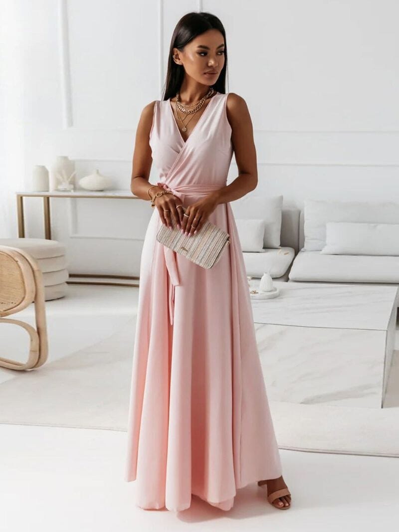 Elegant Women's Sleeveless V-Neck Maxi Dress for Summer Events 2