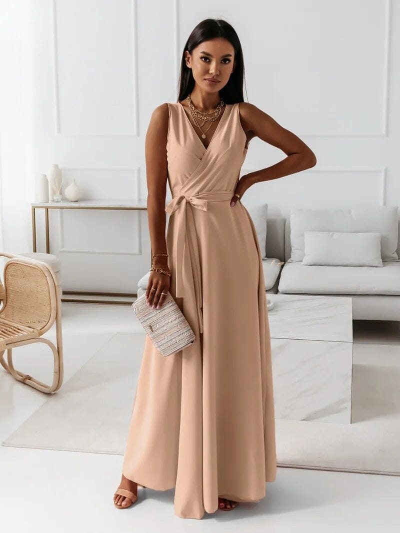 Elegant Women's Sleeveless V-Neck Maxi Dress for Summer Events 5