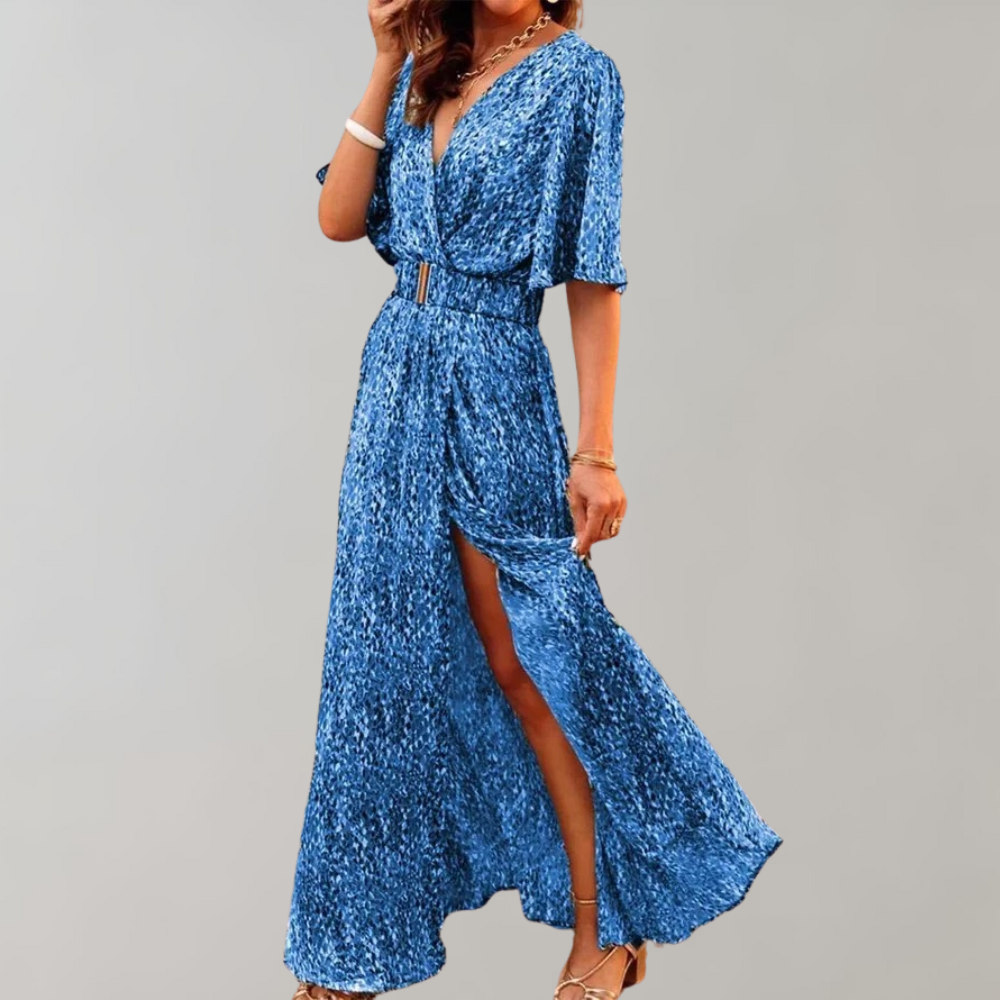 Elegant Women's Summer Maxi Dress with Flattering Wrap Design 1