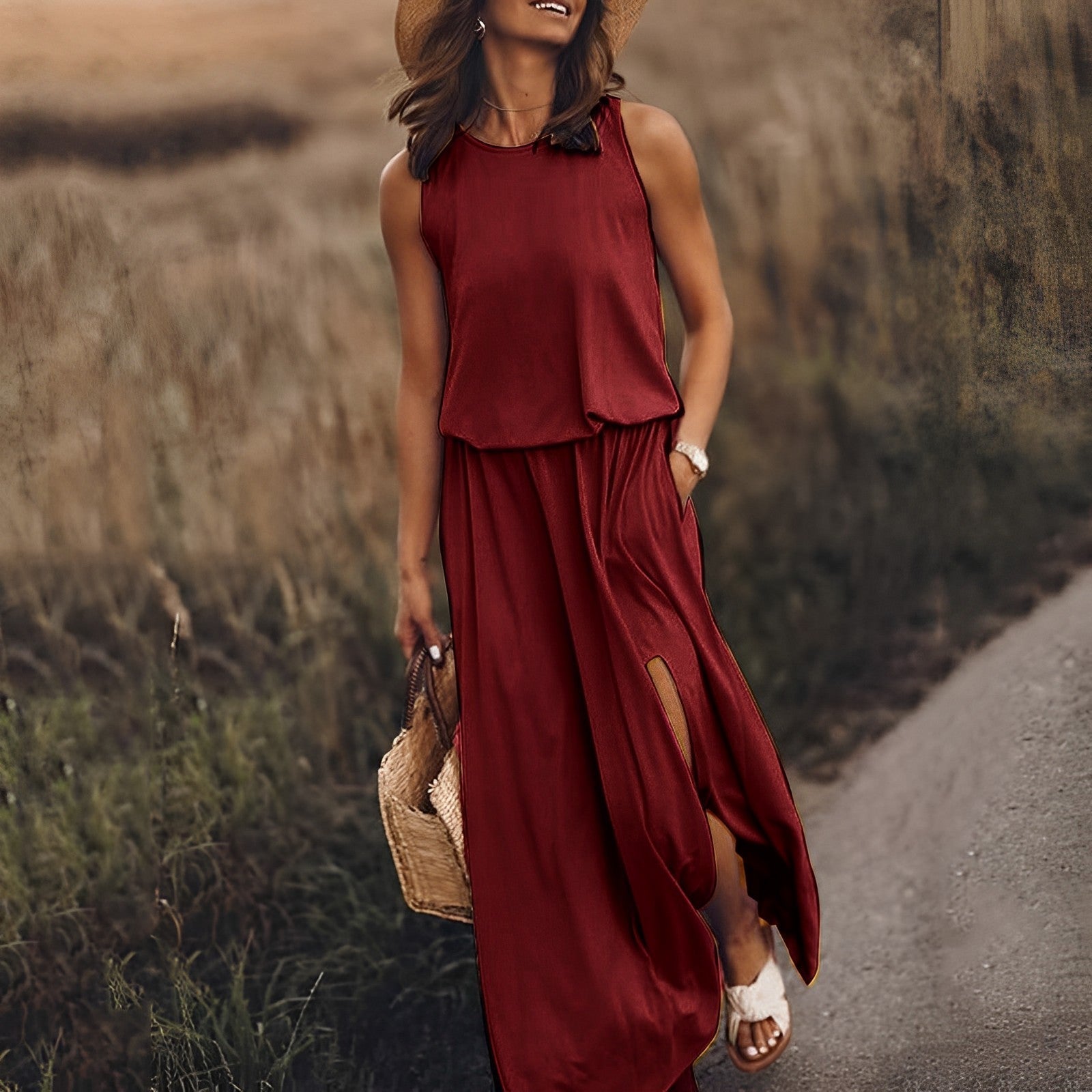 Elegant Women's Summer Maxi Dress with Stylish Slot Design 0