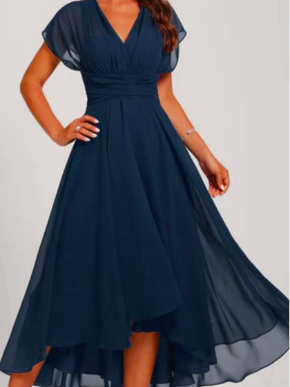 Elegant Women's V-Neck Midi Formal Dress for Special Occasions 1
