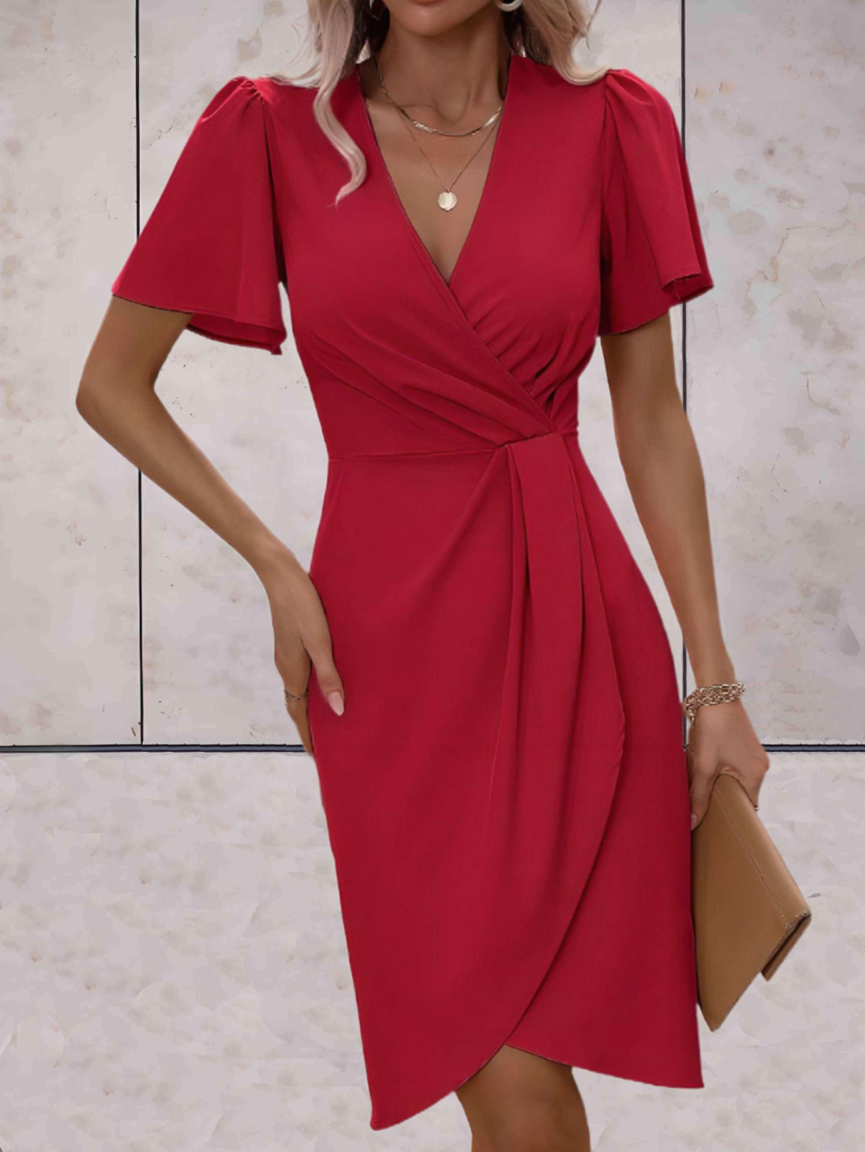Elegant Women's V-Neck Wrap Dress - Summer & Formal Style 1