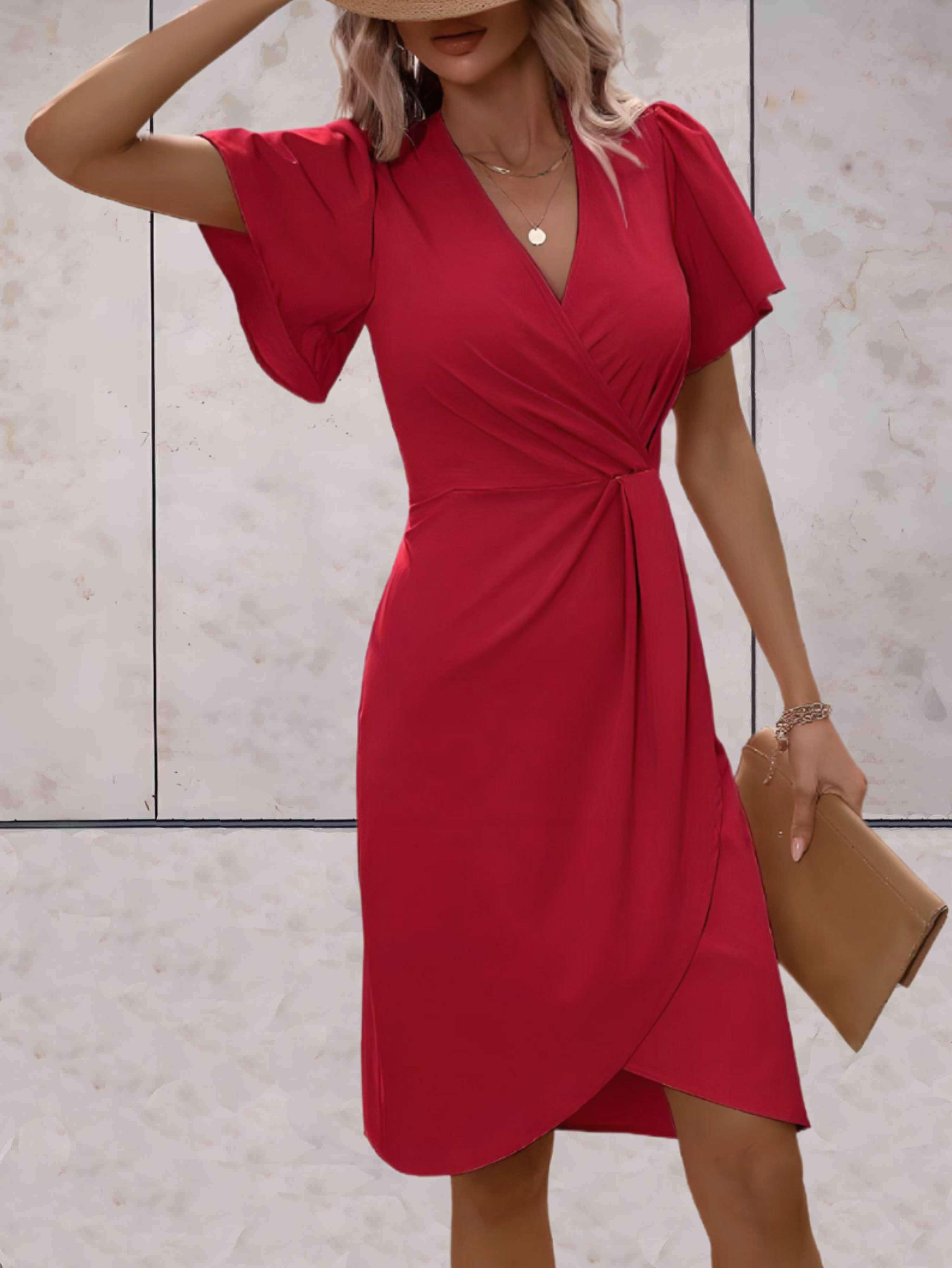 Elegant Women's V-Neck Wrap Dress - Summer & Formal Style 2