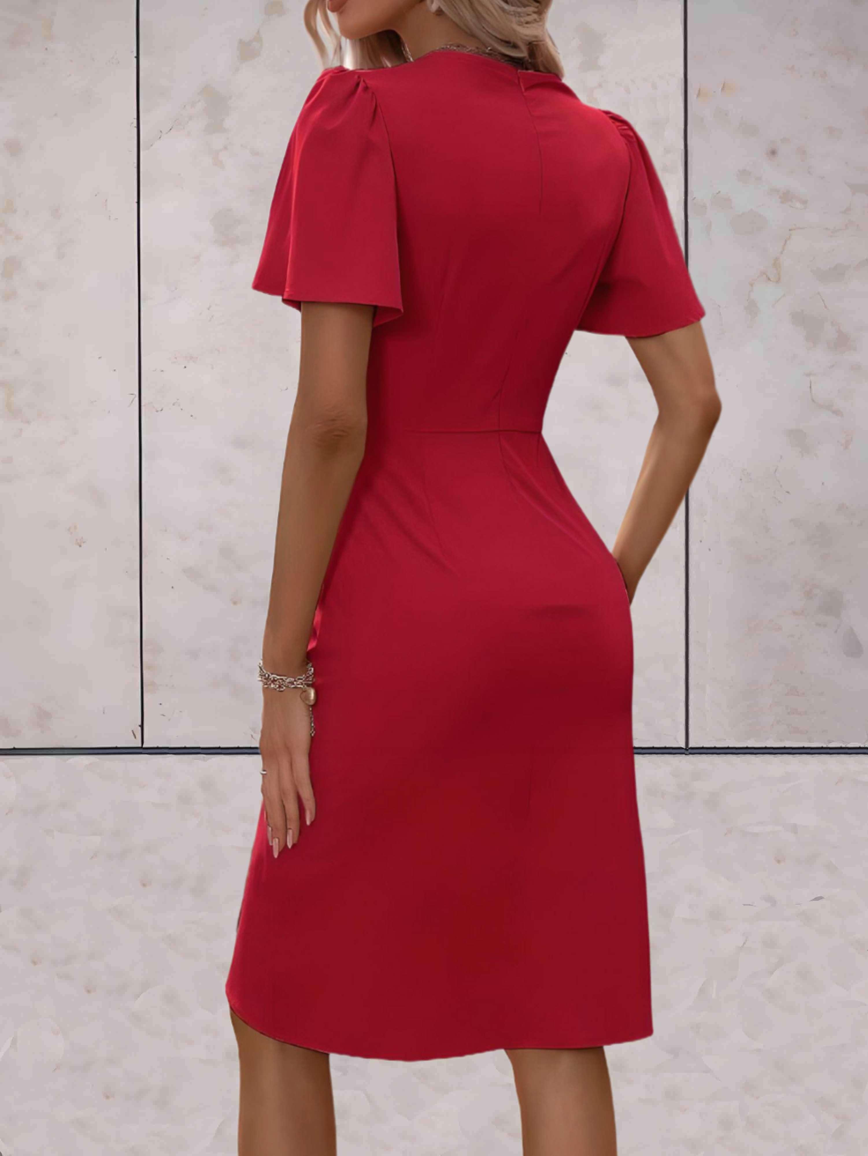 Elegant Women's V-Neck Wrap Dress - Summer & Formal Style 3
