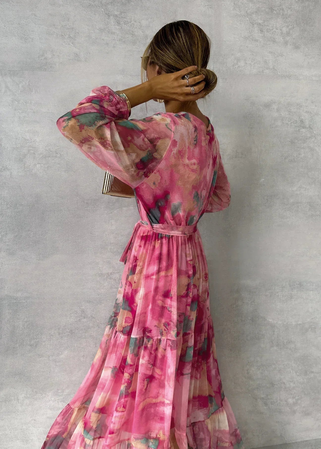 Floral Maxi Wrap Dress for Women - Elegant Wedding Guest Dress 2