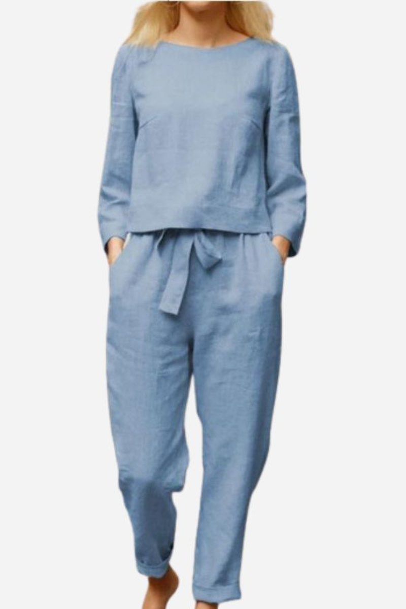 Lily Melbourne Ayla - Retro monochrome linen two-piece set for effortless style