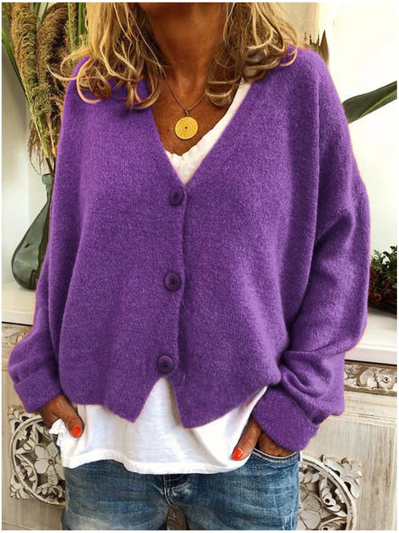 Lily Melbourne Callie Cozy V-Neck Buttoned Cardigan - Stylish & Warm