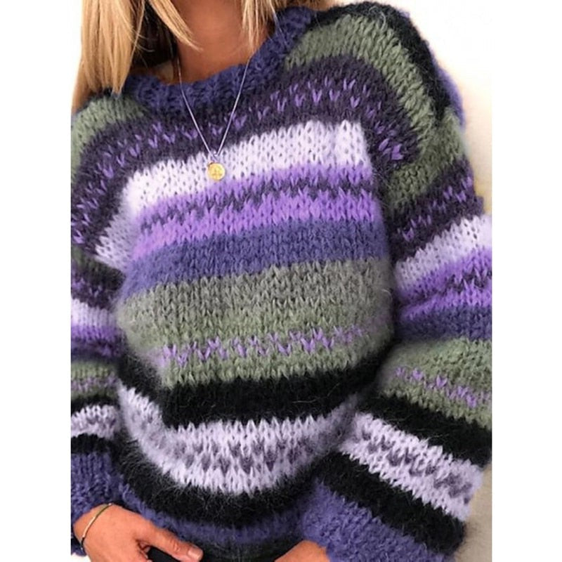 Lily Melbourne Claire - Warm & Stylish Striped Knit Sweater for Comfort
