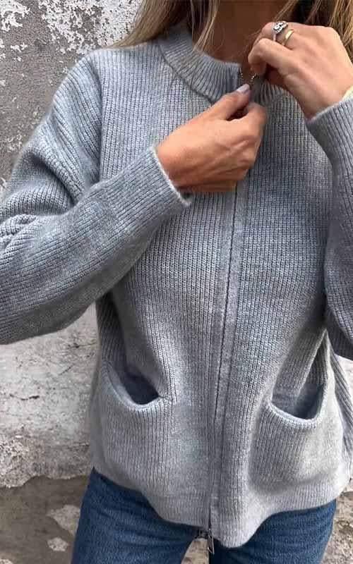 Lily Melbourne Elara Zip-Knitted Jacket - Elegant Comfort in All Sizes
