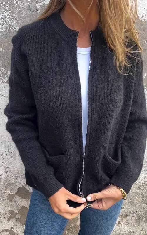 Lily Melbourne Elara Zip-Knitted Jacket - Elegant Comfort in All Sizes