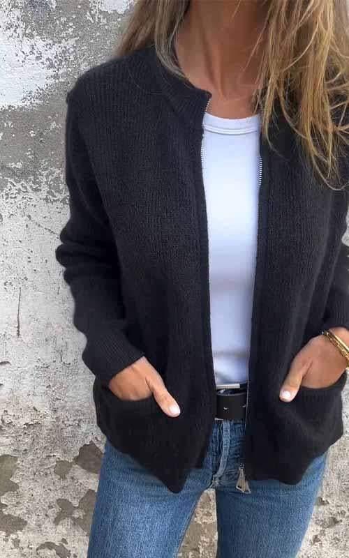 Lily Melbourne Elara Zip-Knitted Jacket - Elegant Comfort in All Sizes