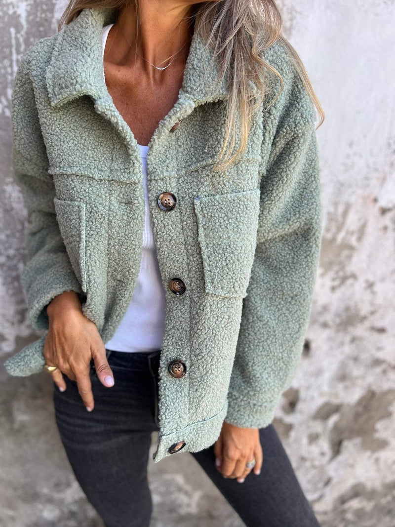 Lily Melbourne Jas Mila - Elegant autumn coat in soft powder pink sherpa