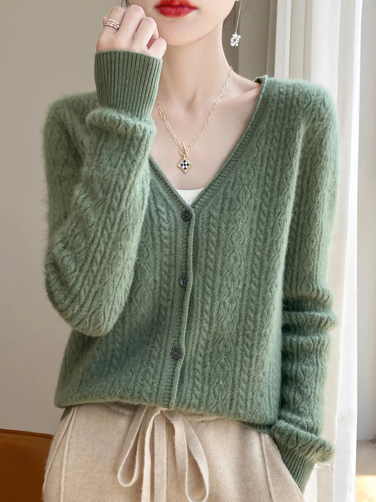 Lily Melbourne Juno - Women's Cashmere & Merino V-Neck Cardigan