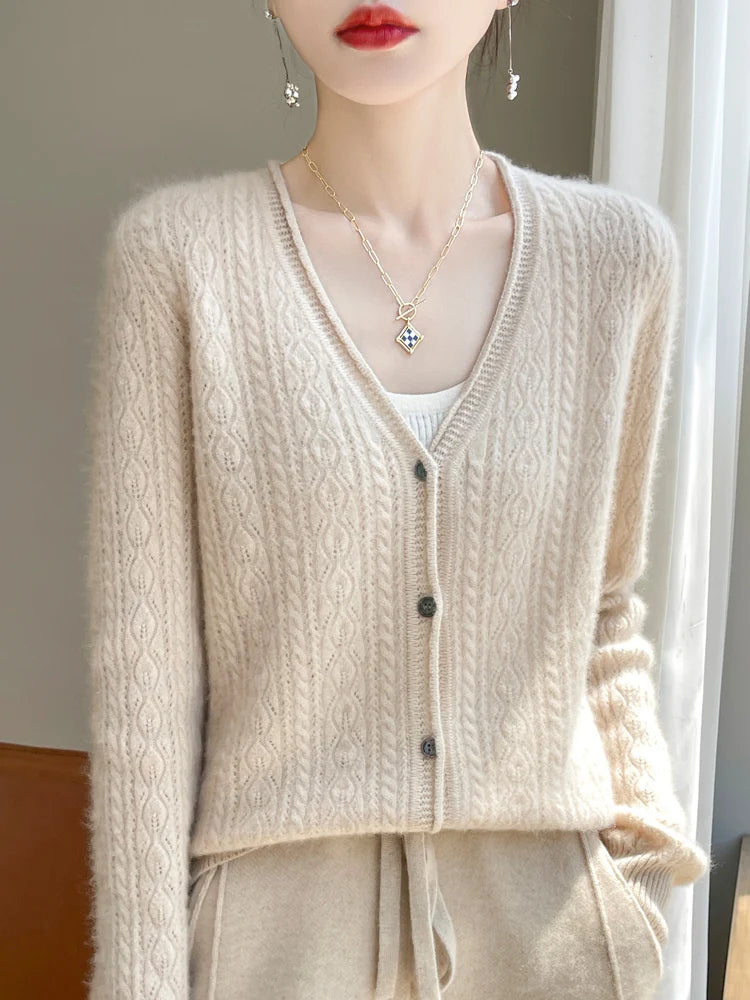 Lily Melbourne Juno - Women's Cashmere & Merino V-Neck Cardigan