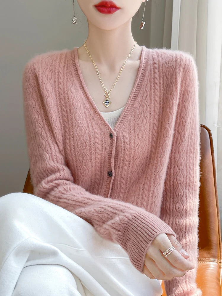 Lily Melbourne Juno - Women's Cashmere & Merino V-Neck Cardigan