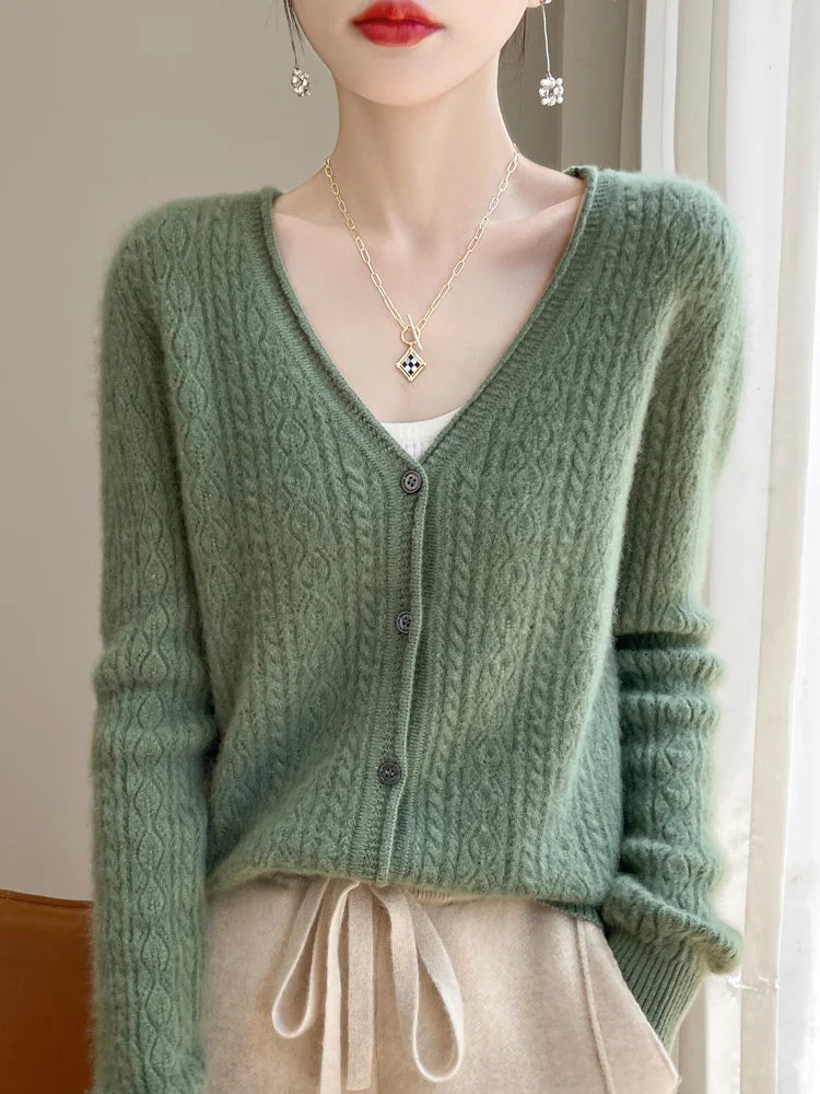 Lily Melbourne Juno - Women's Cashmere & Merino V-Neck Cardigan