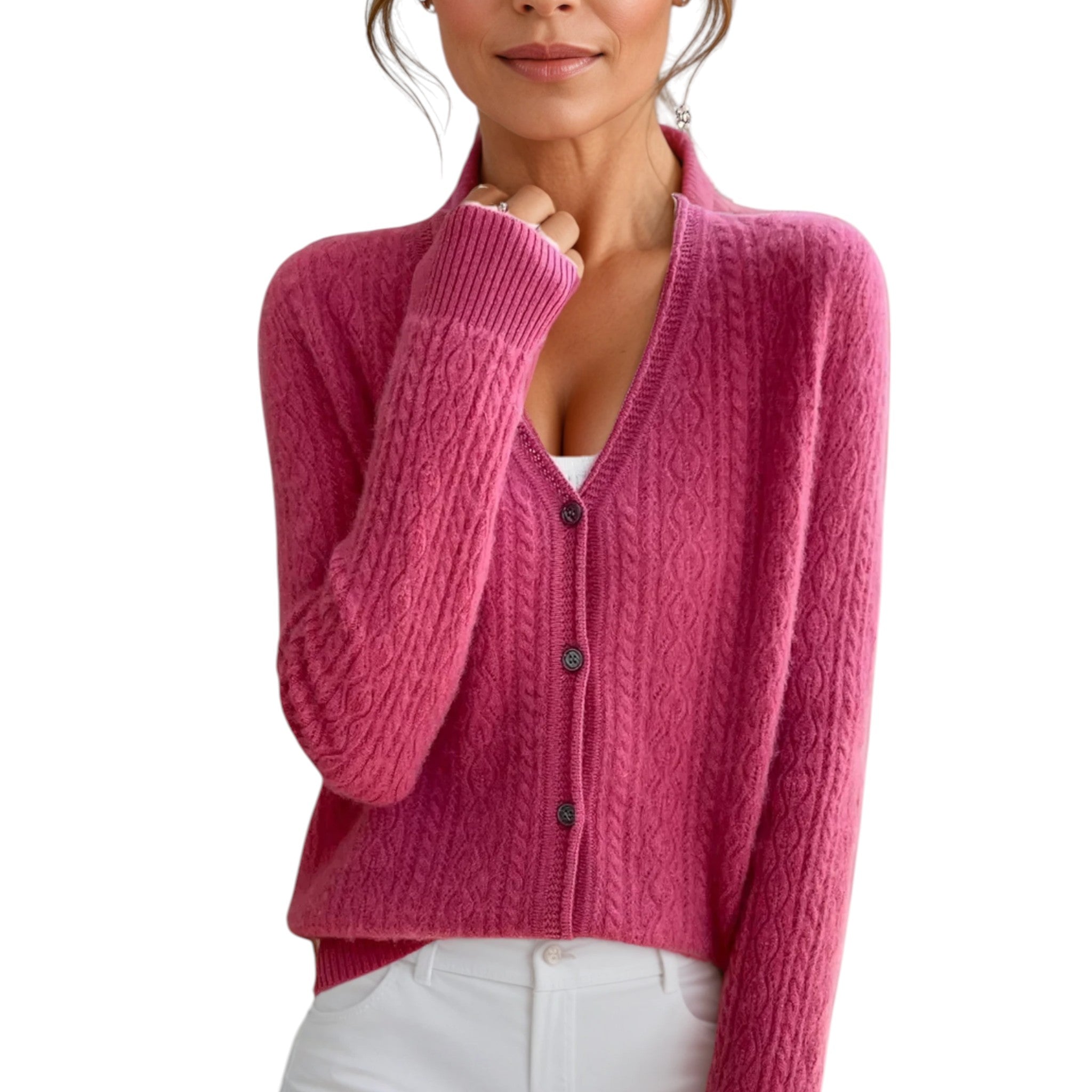 Juno - Women's Cashmere & Merino V-Neck Cardigan