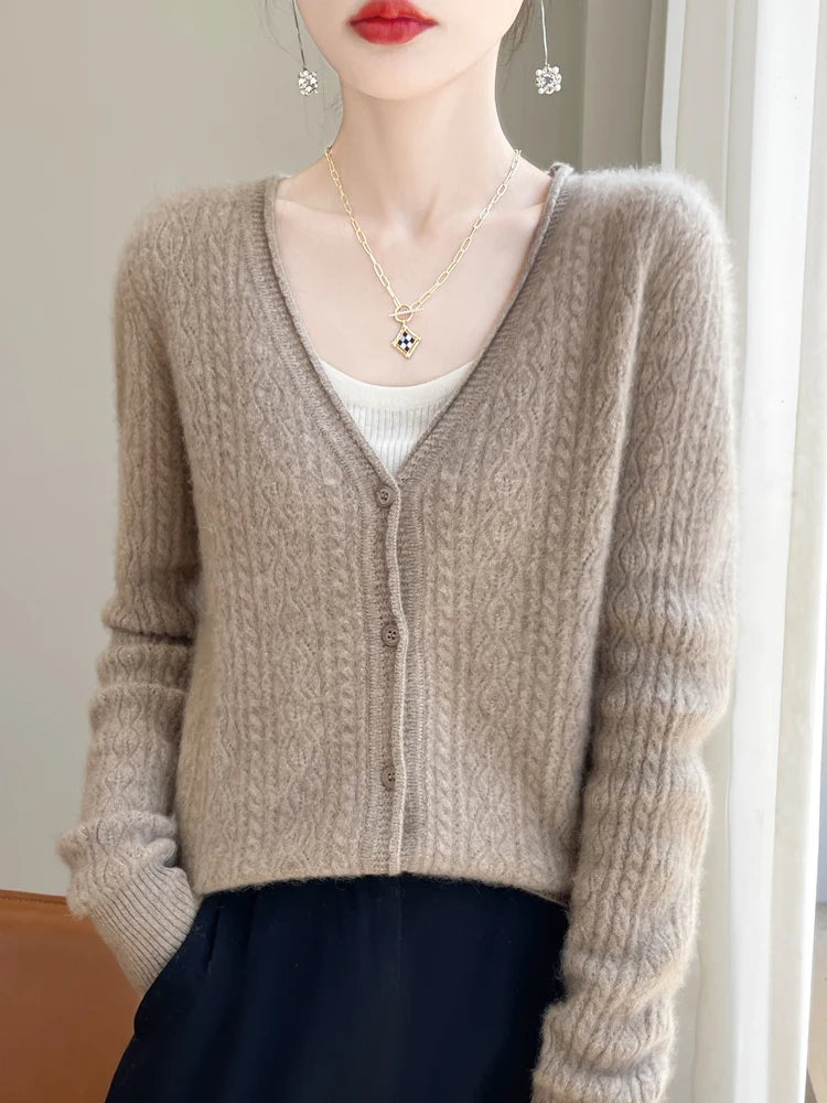 Lily Melbourne Juno - Women's Cashmere & Merino V-Neck Cardigan