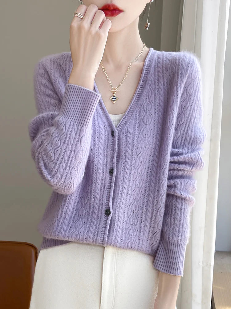 Lily Melbourne Juno - Women's Cashmere & Merino V-Neck Cardigan