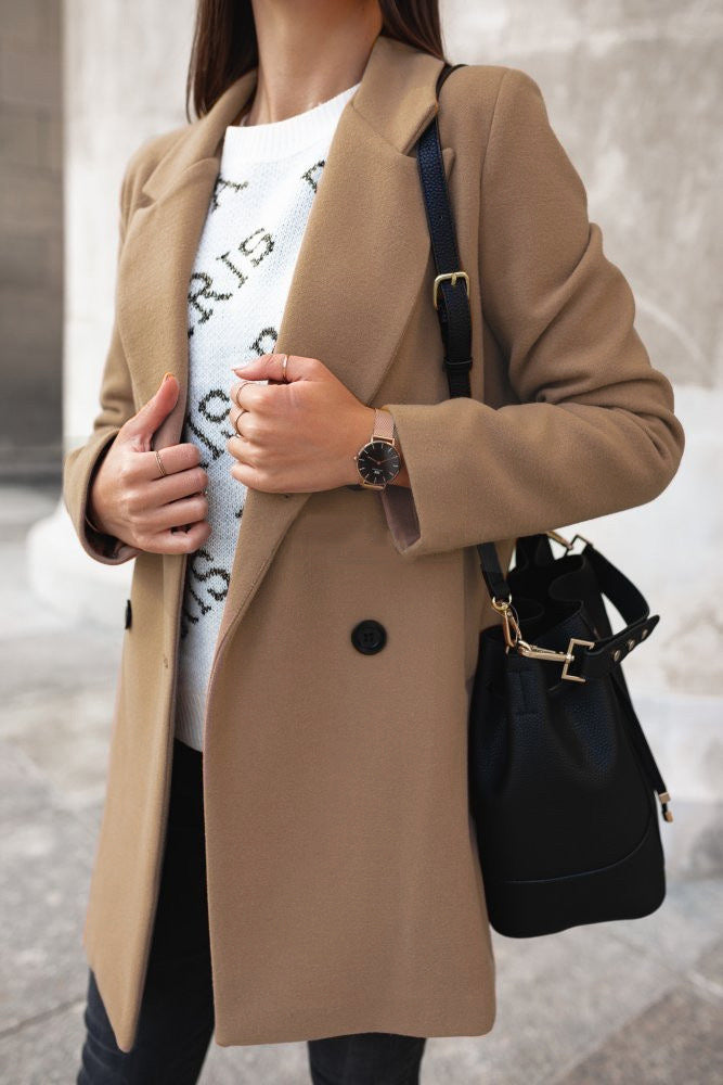 Lily Melbourne Livia Classic Double-Breasted Wool Coat - Timeless Elegance