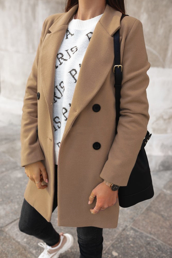 Lily Melbourne Livia Classic Double-Breasted Wool Coat - Timeless Elegance