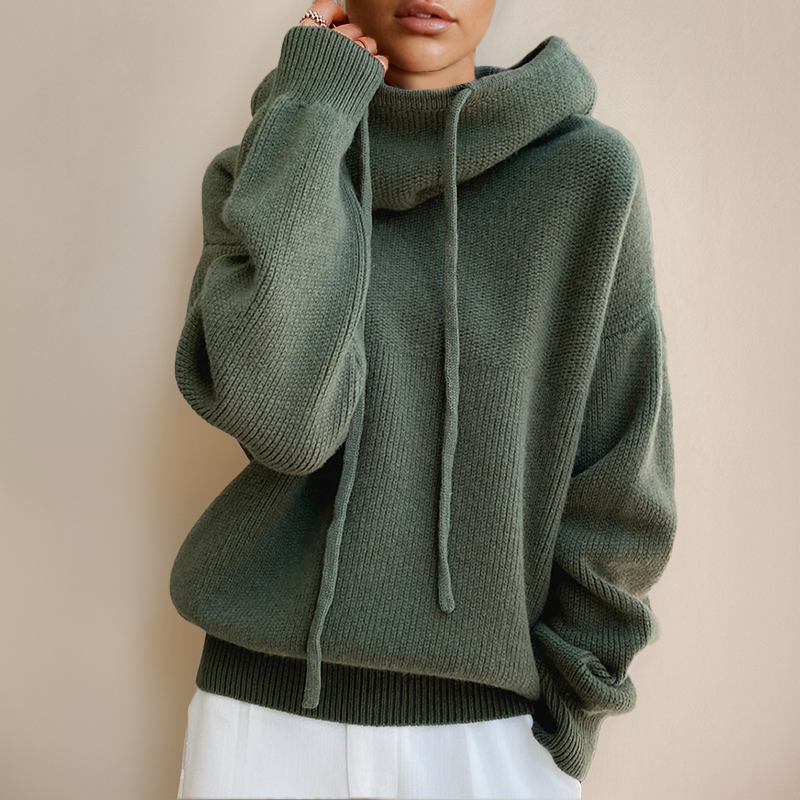 Lily Melbourne Lucy - Cozy Oversized Knit Hoodie with Adjustable Drawstring