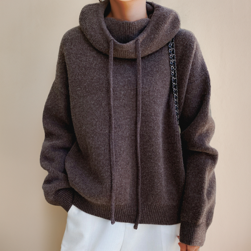 Lily Melbourne Lucy - Cozy Oversized Knit Hoodie with Adjustable Drawstring
