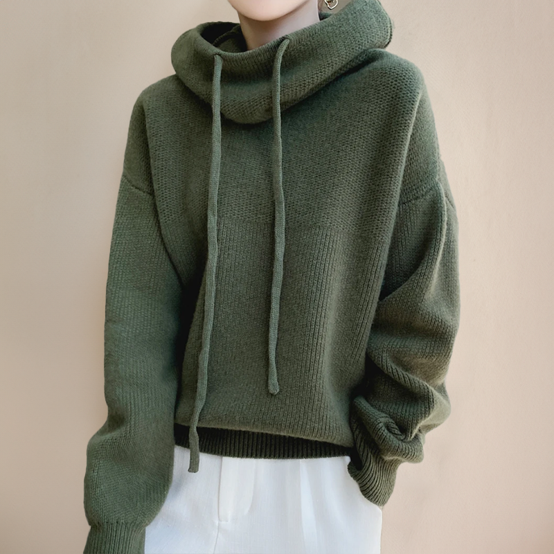 Lily Melbourne Lucy - Cozy Oversized Knit Hoodie with Adjustable Drawstring