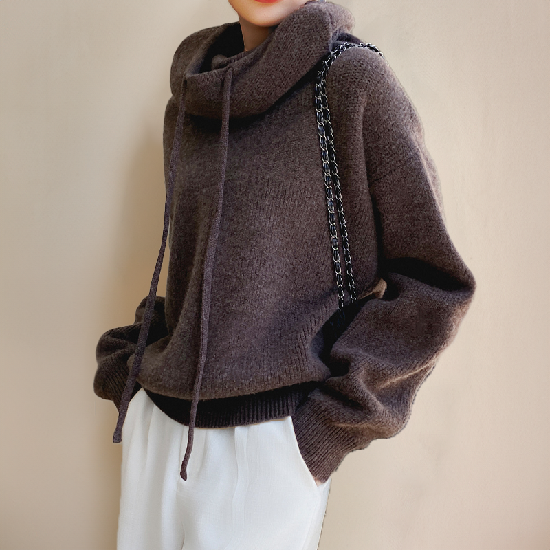 Lily Melbourne Lucy - Cozy Oversized Knit Hoodie with Adjustable Drawstring